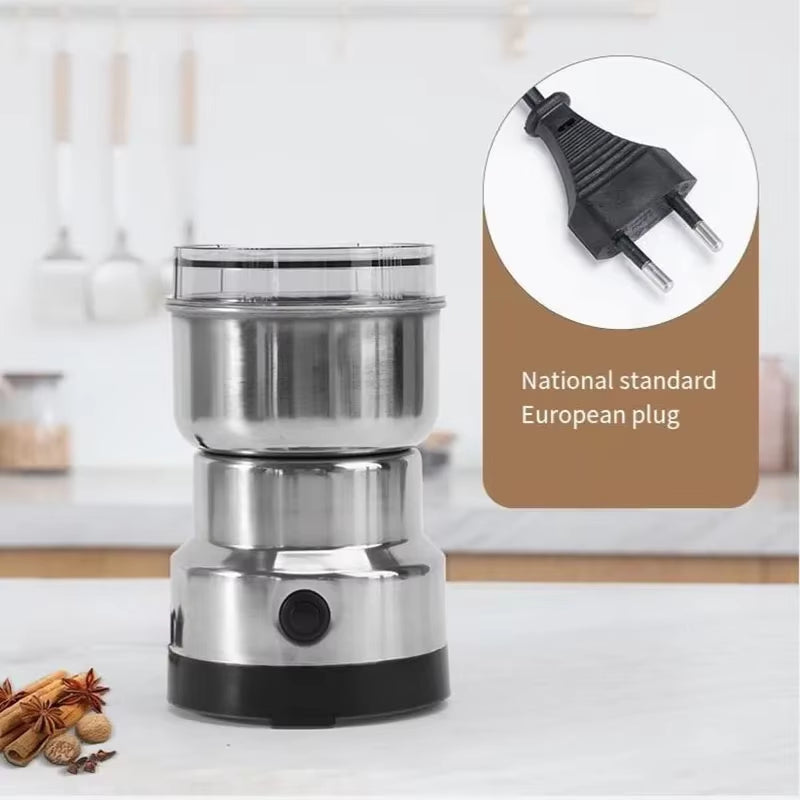 1 Pcs Multifunctional Electric Grain Grinder, 4-Blade Stainless Steel Coffee Nut Bean Chopper Grinder for Home Kitchen EU 220V