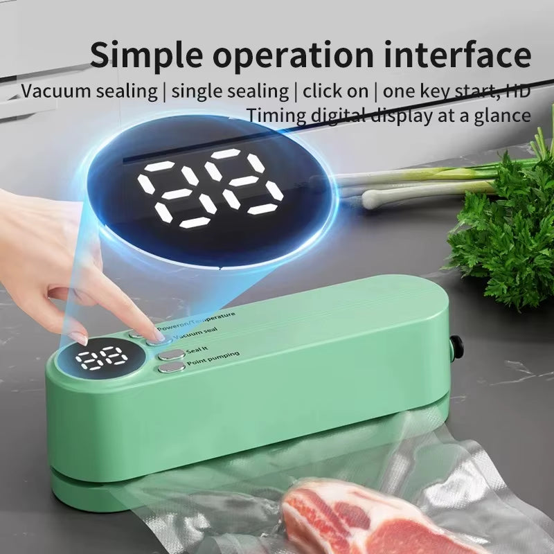 Mini Wireless Fully Automatic Vacuum Sealing Machine Household Portable Food Packaging Sealer LED Display Sealing Machine