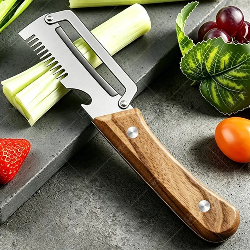 Ergonomic Wood-Handle Kitchen Peeler