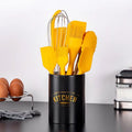 Heat Resistant Silicone Cooking Tools Non-Stick Spatula Turner Tongs Soup Spoon Shovel Oil Brush Storage Box Kitchen Utensils