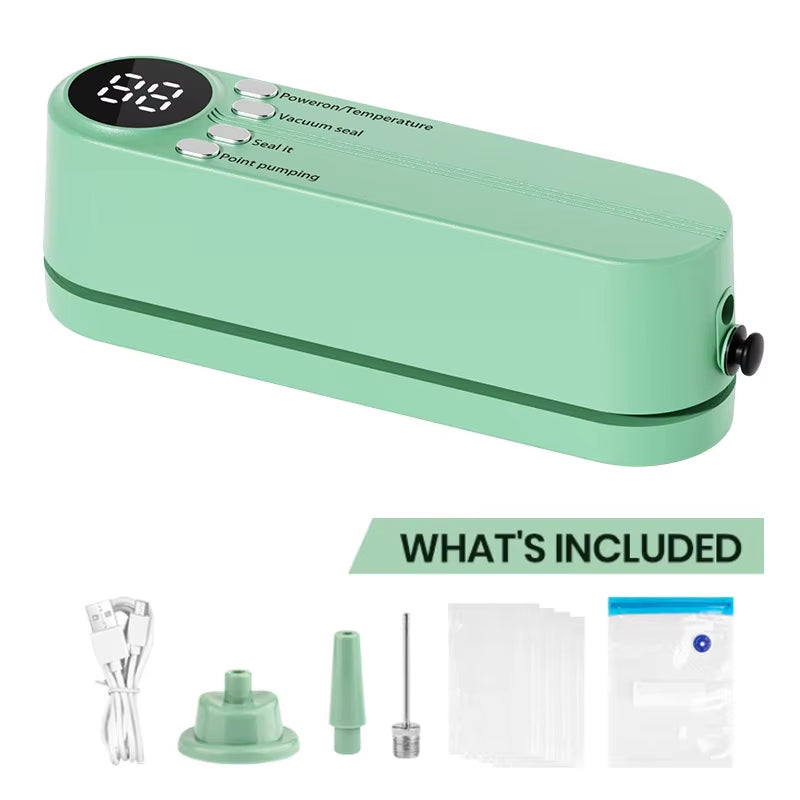 Mini Wireless Fully Automatic Vacuum Sealing Machine Household Portable Food Packaging Sealer LED Display Sealing Machine