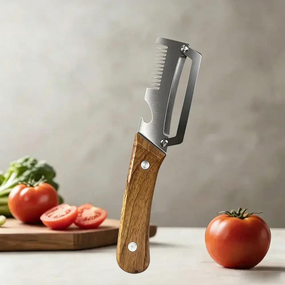 Ergonomic Wood-Handle Kitchen Peeler