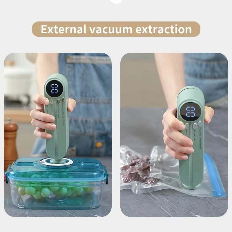 Mini Wireless Fully Automatic Vacuum Sealing Machine Household Portable Food Packaging Sealer LED Display Sealing Machine