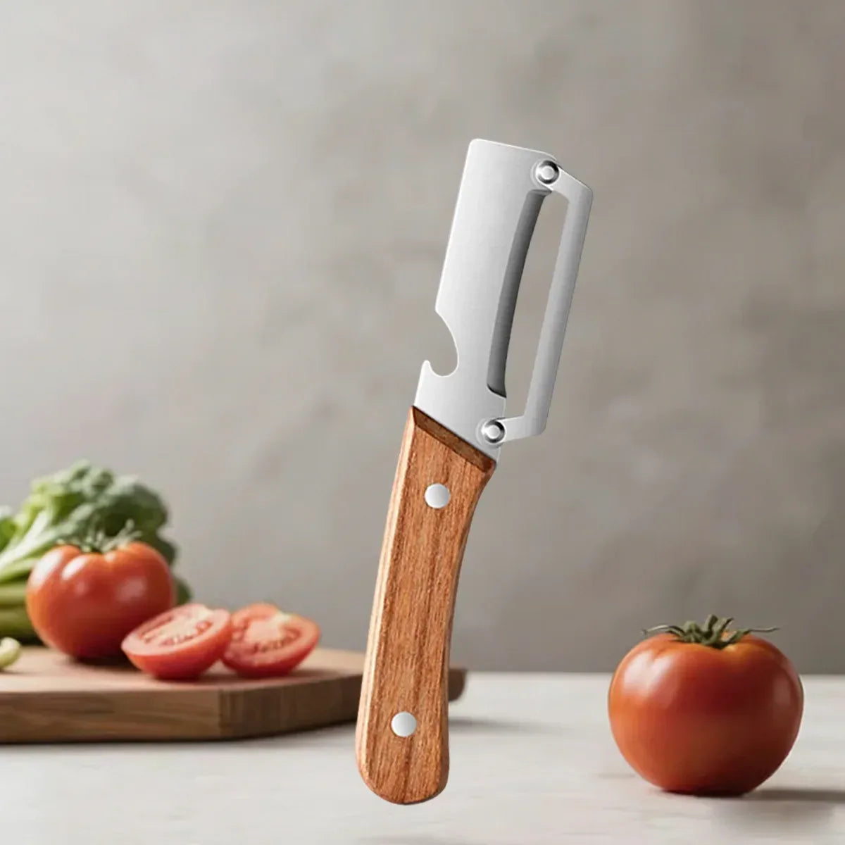 Ergonomic Wood-Handle Kitchen Peeler