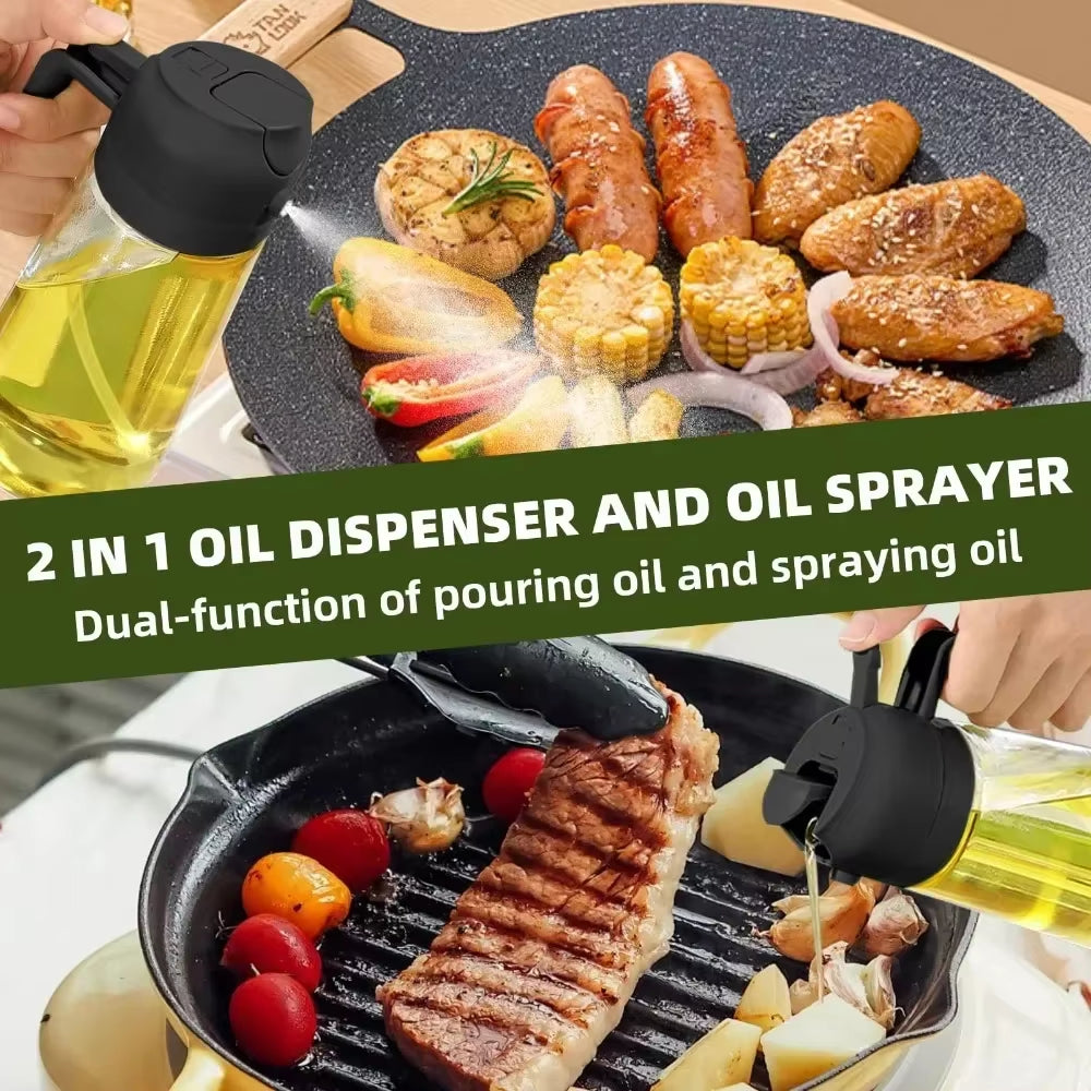 2In1 Plastic Oil Sprayer 500Ml Cooking Oil Spray Tank Cruet BBQ Baking Picnic Kitchen Tools 1Pc 2Pcs Olive Oil Dispenser Bottle