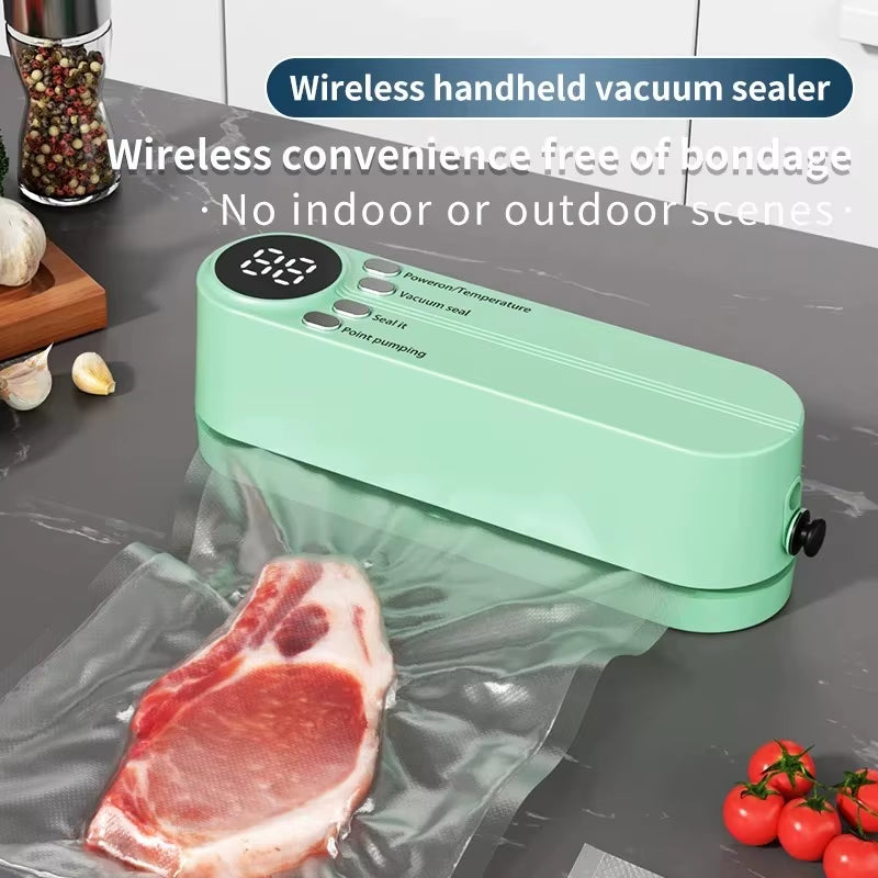Mini Wireless Fully Automatic Vacuum Sealing Machine Household Portable Food Packaging Sealer LED Display Sealing Machine