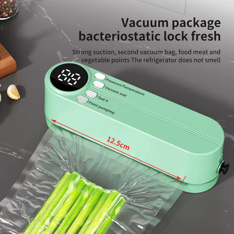 Mini Wireless Fully Automatic Vacuum Sealing Machine Household Portable Food Packaging Sealer LED Display Sealing Machine