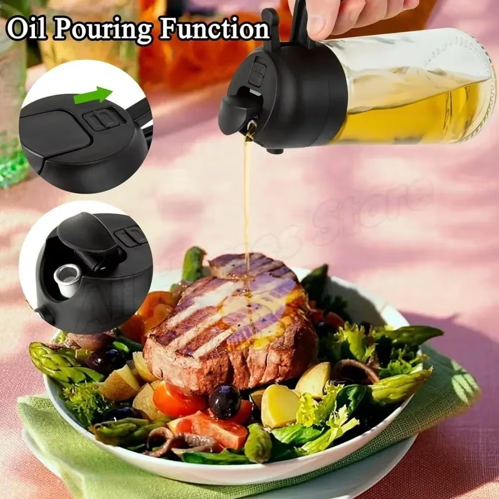 2In1 Plastic Oil Sprayer 500Ml Cooking Oil Spray Tank Cruet BBQ Baking Picnic Kitchen Tools 1Pc 2Pcs Olive Oil Dispenser Bottle