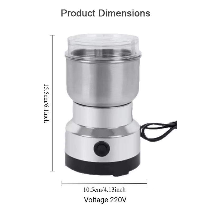 1 Pcs Multifunctional Electric Grain Grinder, 4-Blade Stainless Steel Coffee Nut Bean Chopper Grinder for Home Kitchen EU 220V