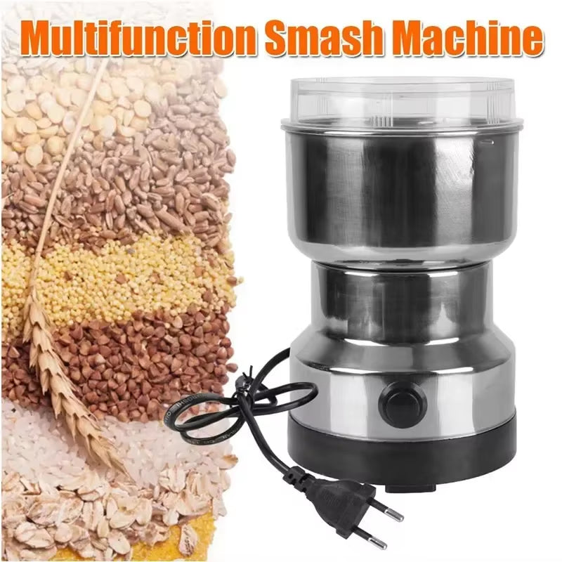 1 Pcs Multifunctional Electric Grain Grinder, 4-Blade Stainless Steel Coffee Nut Bean Chopper Grinder for Home Kitchen EU 220V