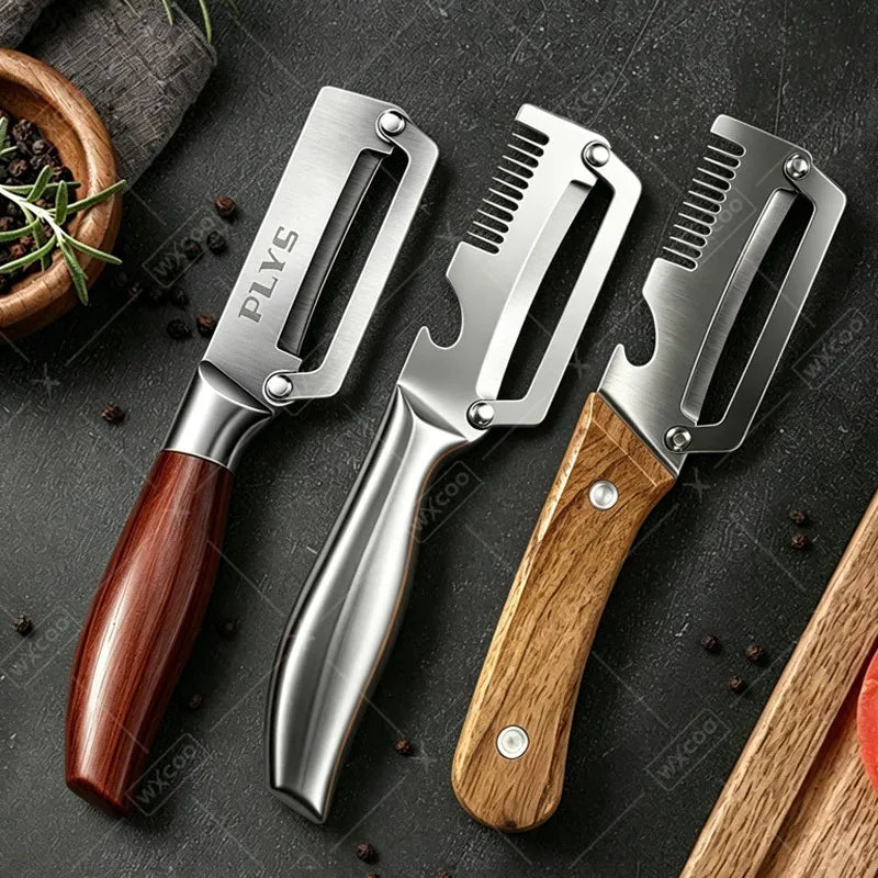 Ergonomic Wood-Handle Kitchen Peeler