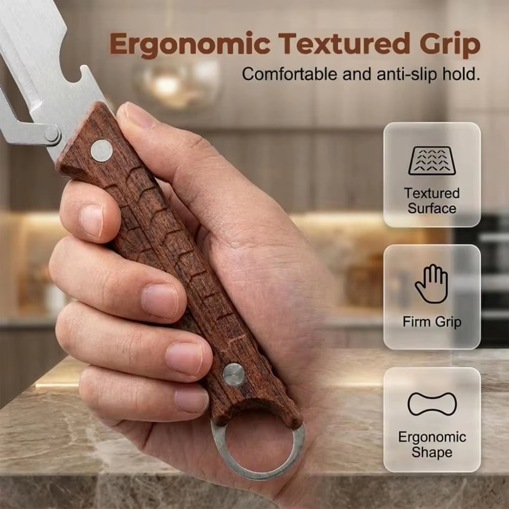 3 In1 Stainless Steel Peeler with Wooden Handle for Peeling and Slicing Fruits and Vegetables | Durable and Smooth Operation
