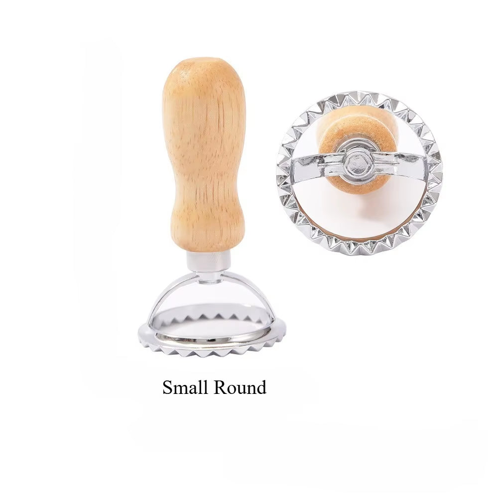 Ravioli Stamp Set,Cookie Cutters with Wooden Handles and Grooved Edges,Suitable for Ravioli, Pasta, Tortellini, Lasagna, Pierogi