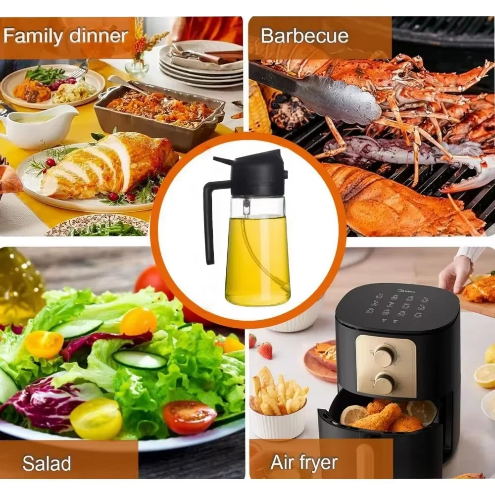 2In1 Plastic Oil Sprayer 500Ml Cooking Oil Spray Tank Cruet BBQ Baking Picnic Kitchen Tools 1Pc 2Pcs Olive Oil Dispenser Bottle
