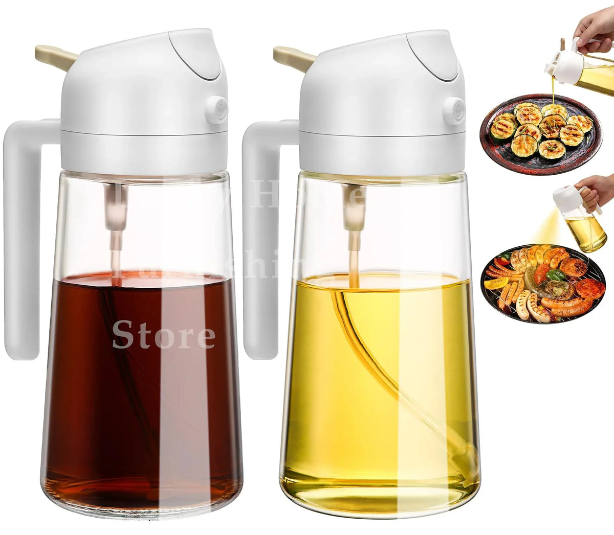 2In1 Plastic Oil Sprayer 500Ml Cooking Oil Spray Tank Cruet BBQ Baking Picnic Kitchen Tools 1Pc 2Pcs Olive Oil Dispenser Bottle